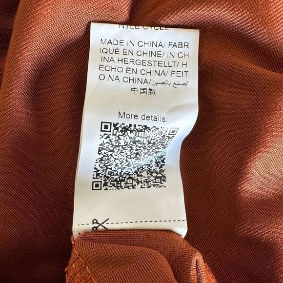 SHEIN Velvet Long Sleeve Top In Rust Withe Ruffle Hem Size M - Picture 6 of 6